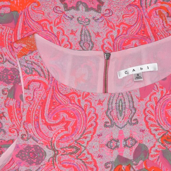 Cabi Jubilee Paisley Floral Sleeveless Top Size Small Blouse Pink Boho Casual - Picture 7 of 12